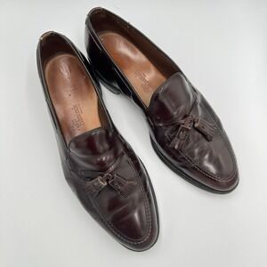 Allen Edmonds Grayson Tassel Loafers Burgundy Brown Leather Men's 12 Narrow